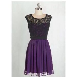 Purple & Black Lace Sleeveless Dress by Mystic Whimsigoth Party A-Line Fairy 3X
